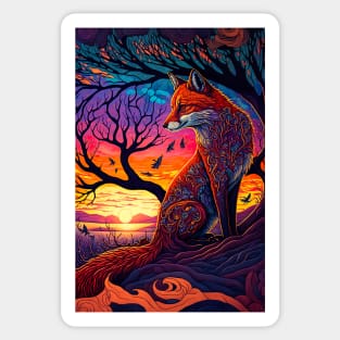 Foxy Fox at Sunset Sticker